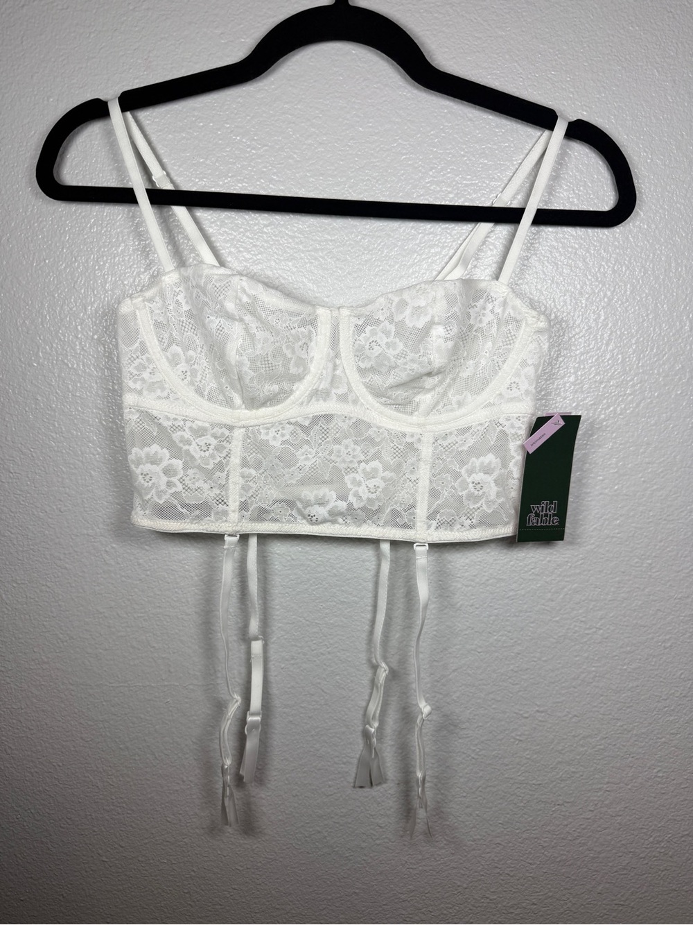 NWT Wild Fable White Lace Garter Corset Bustier Top Bralette Size S Attached New